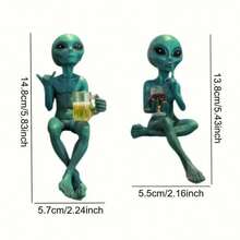 Halloween Christmas Decoration Alien Resin Figurine Indoor Garden Decor Small Statue Cute Home Decor Creative Ornament Gift - 2pcs - View 4