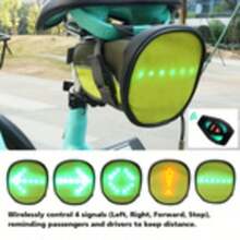 Bicycle Tail Light Bag, Bicycle Saddle Bag With 30 LED Reflective Lights, Suitable For Bicycles And Scooters, With Remote Control, Multi-Directional Turn Signal Bag, USB Rechargeable - Yellow - View 3