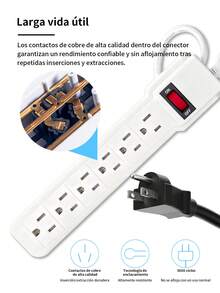 6-Outlet Power Strip, US Plug, Surge Protector Power Strip With Switch For Home Office Travel Adapter - PS015 - View 5
