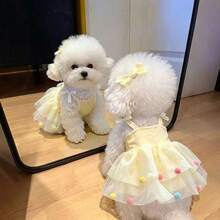 Pet Dog & Cat Cami Dress, New Autumn Style, Fashionable, Suitable For Small And Medium Dogs, Teddy, Bichon - Yellow - View 3
