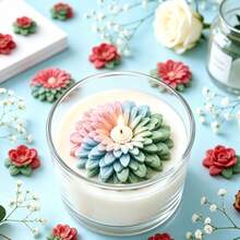 1件菊花香氛蠟燭矽膠模具 家居裝飾/禮品裝飾石膏模具，手工環氧樹脂鑄造模具，藝術裝飾黏土石膏模具 - A - 查看 3