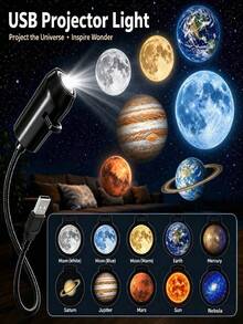 Satu Set 10 Buah Lampu Proyeksi Planet Alam Semesta, Lampu Proyektor Langit Berbintang Bertenaga USB, Proyektor Pola Ubur-ubur dan Kupu-kupu Laut yang Lucu untuk Dekorasi Pesta Kamar Anak - hitam - View 2