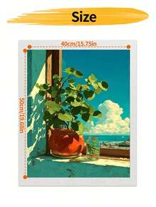 DIY Potted Plant By Sea View (Frameless Or Framed 8x12 / 16x20 Inches) Paint By Numbers Kit(Acrylic) Arts & Crafts For Adult Beginners, Relaxing Home Wall Decor, And Perfect Holiday Gifts And Room Decorations - Sets - View 9