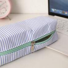 1pc - Striped Color Block Pattern Pencil Case, Smooth Zipper, Large Capacity Stationery Storage Bag, Portable Fashion Student Supplies, School Essential, Student Pencil Box, Christmas Gift, Holiday Gift - Multiple Styles - View 5