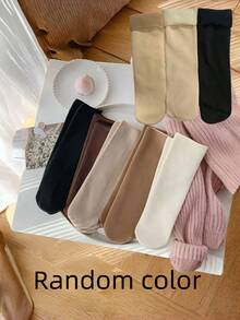 1pair/3pairs/5pairs Winter Snow Boots Socks, Warm Thick Soft Comfortable, Solid Color Home Socks, Suitable For Autumn/Winter Indoor Wear - Multicolor - View 11