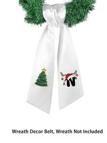 A-Z Letter Print Satin Wreath Sash, Long Decorative Ribbon With Christmas Tree, Santa Hat & Reindeer Antlers Pattern, Home Front Door Wreath Accessory, Holiday Gift Box Bow Ribbon, Christmas Party Home Decor, Gift For Family, Friends, Sisters, Holiday Gift, Back To School, Party Gift (Ribbon Only, Wreath Not Included) - Multicolor - View 14