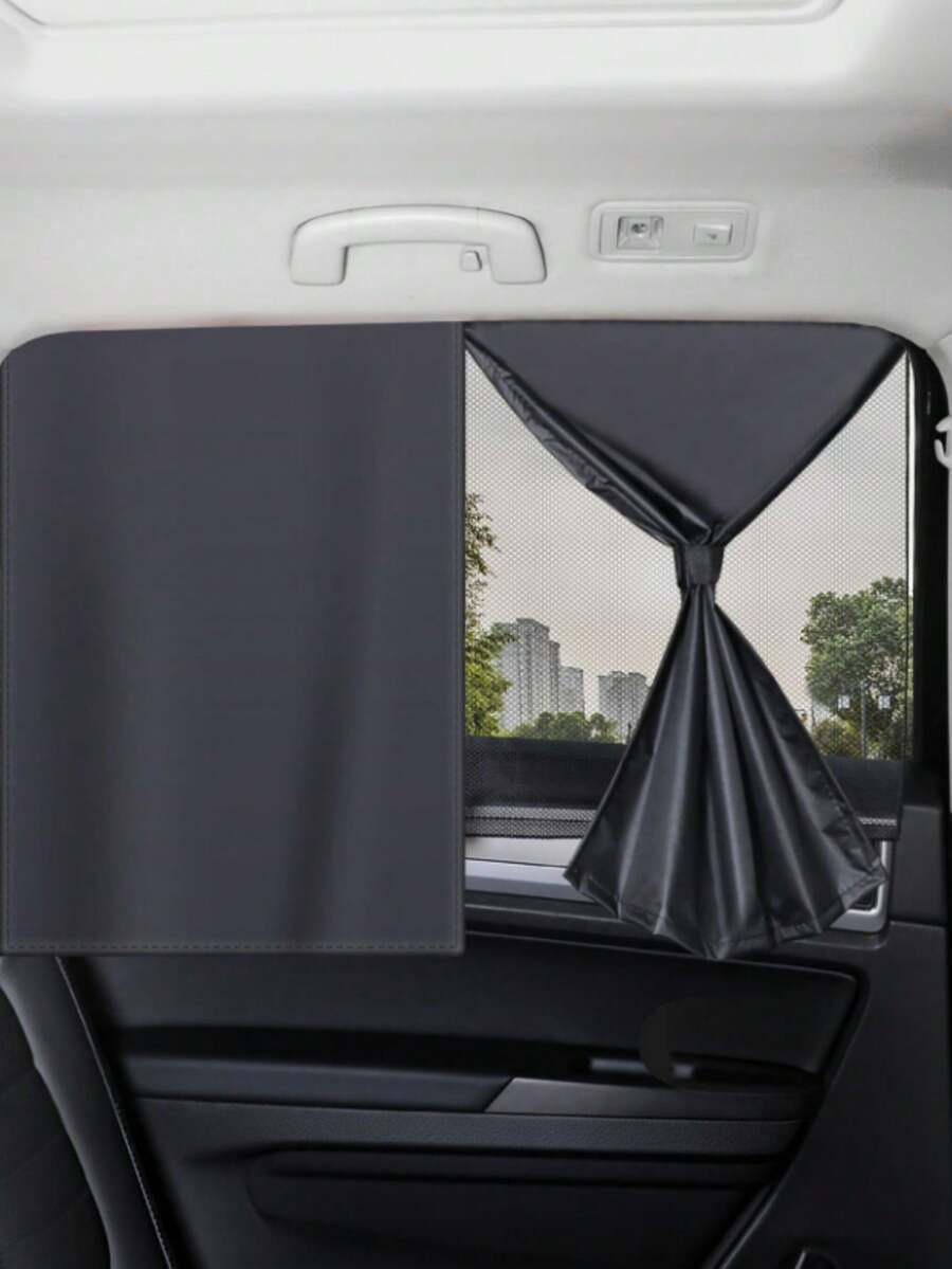 1/2pcs Magnetic Double Layer Car Sunshade, Suitable For Rear Side Window Privacy Full Blockout/Half Shade Options, Front And Rear Window Curtain Protection, Magnetic Double Layer Car Window Sunshade, Provides Full Blockout Or Half Shade Privacy Coverage, Suitable For Side Windows And Rear Window - Car Window Sunshade - View 1