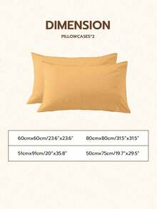 HONEY MOON 2pcs Ultra Soft Solid Color Pillowcases, Soft & Breathable, Envelope Closure, Wrinkle-Resistant, No Filling - Suitable For T/F/Q/K Size Home And Dorm, Light Yellow - Buff Yellow - View 3
