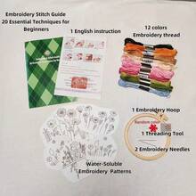 DIY Embroidery Kit - Water-Soluble Self-Adhesive Embroidery Patches, Clothes Embroidery Appliques, Convenient For Beginners, Suitable For Sweaters, Denim Jackets, Bags Embroidery, Embroidery Tools, Sewing, Needlework DIY Crafts And Garment Accessories - One Size - View 10