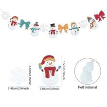 1set Felt Christmas Banner, Snowman Snowflake Bow Pattern Bunting, Christmas Decorations For Home, Winter Holiday Party Supplies, Mantel Wall Window Hanging Decor, Indoor Outdoor Xmas Party Scene Decor - A - View 9