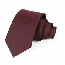 1pc Solid Color Casual Street Office Polyester (Polyester) Burgundy Black Fine Plaid Tie For Men And Women, All Seasons - Multicolor - View 6