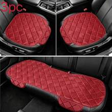3pcs New Plush Car Seat Cushions, (2 Front + 1 Rear) Square Embroidery Design, Protects Seat, Comfortable And Breathable, Suitable For Most Cars, Vehicles, SUVs, Etc., Soft And Comfortable, Car Accessories - Plush Square - View 9