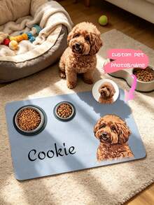1pc Custom Pet Photo Food Mat, Personalized Dog Cat Feeding Placemat With Pet Photo & Name, Pet Bowl Mat, Pet Lover Gift, Puppy & Cat Feeding Mat, Kitchen Home Decor - Multicolor - View 2