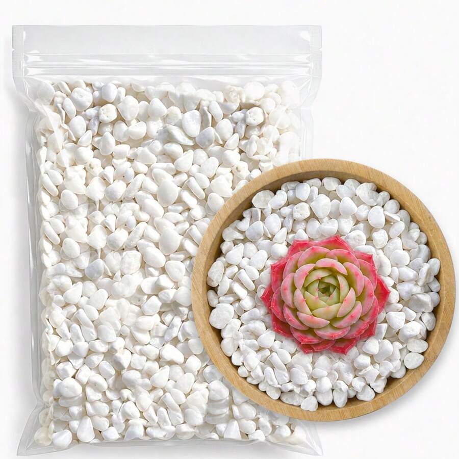 200/400/800g Natürliche weiße Mini-Kieselsteine, 0,6-0,9cm, Mehrzweck-Gartenschotter, geeignet für Kakteen, Bonsai, Terrarien und Feengärten, ideal für DIY-Bastelarbeiten, Glasvasen-Füllmaterial und Heimdekoration - kleine Steine - Übersicht 1