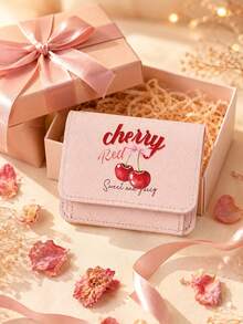 Cherry Print Short Wallet, Compact And Portable Wallet, Multi-Card Slot Card Holder, Minimalist Fashion Zipper Coin Purse, Cherry Red Bright And Eye-Catching, Convenient For Commuting And Metro Card Swiping, Quick Payment In Shopping Malls, Fast Coin And Change Retrieval For Vacation And Travel Checkout, Travel ID And Room Key Storage And Anti-Loss, Suitable For Women, College Students, Office Workers, Perfect For Gifting Between Friends, Halloween, Christmas, Souvenir, Birthday Gift - Multicolor - View 3