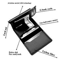 1pc Men's Wallet, 3 Colors Available, Carbon Fiber Card Holder, Automatic Pop-Up Aluminum Alloy RFID Card Clip, Anti-Theft & Anti-Demagnetization, Card Protective Case, Suitable For Formal/Business Occasions, Men's Mini Wallet - Multicolor - View 5