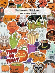 50 miếng nhãn dán Halloween cho laptop, ván trượt, đàn guitar, mũ bảo hiểm, tiệc lễ hội, trang trí DIY lớp học và làm quà tặng lễ hội cho bạn thân - A - Xem 8