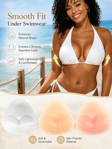 2pcs Women's Triangle Silicone Bra Pads, Thickened Design Provides Soft Support; Replaceable Bra And Swimsuit Pads, Suitable For Beach Vacation Swimwear - Multi-color - View 1