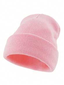 1pc Unisex Solid‑Color Cuffed Ribbed Knitted Beanie Hat, Multi‑Color Options, Soft Warm Stretchy Fall Winter Headwear, Casual Cap For Outdoor Trips - Multicolor - View 13