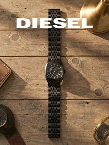 Diesel DZ1586 Square Barrel Men's Quartz Watch, Black Steel Band, Personalized Men's Watch - Black - View 3