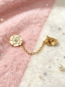 Fashion Floral Scarf Clip For Women, Cardigan Collar Fastener Anti-Exposure Clip - A - View 5