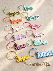 Custom Acrylic Name Keychain Personalized Soft Pastel Double Layer Letter Bag Charm, Custom Backpack Name Tag, Student Back To School Season Gift - Multicolor - View 11