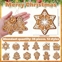 24pcs/12pcs/1pc Christmas Gingerbread Man Hanging Ornaments, Mini Snowflake Wooden Hanging Decorations With Rope, Suitable For Christmas Tree, Christmas Party, Winter Holiday Crafts, Christmas Decor, Christmas Hanging Ornaments, Christmas Tree Party Decoration - A - View 7