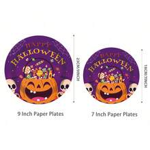10/20/40pcs Paper Plates,Party Paper Plates,Paper Dinner Plates,7&9 Inch Disposable Paper Plates,Theme Party Tableware Paper Plates,Halloween Paper Plates,Halloween,Spooky Halloween Paper Plates,Tea Party Paper Plates - Multicolor - View 6