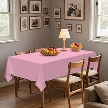 4/8pcs Solid Color Thickened Plastic Tablecloths 137x274cm Rectangular Disposable, Suitable For Birthday Party Wedding Decoration - D-Light Pink - View 3