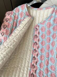 GMFP 女款夏秋休閒優雅時尚寬鬆印花拼接粉色開襟背心，適合六月節慶與度假季節 - 淺粉色 - 查看 8