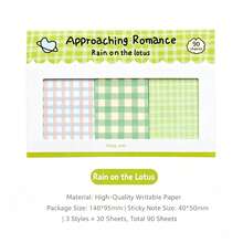 Bộ 3 tờ ghi chú dán phối kẻ caro mới, dòng Romantic, dùng trang trí sổ planner, giấy memo cơ bản - Một cỡ - Xem 15
