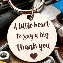 1pc Thank You Keychain, Stainless Steel Engraved Round Pendant, Appreciation Gift, Employee Colleague Thank You Souvenir Small Charm - A - View 7