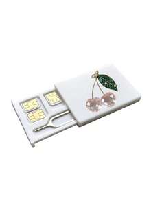Crystal Cherry Print SIM Card Holder With SIM Card Pin Slot, Includes SIM Card Pin. Portable Cherry Print SIM Card Storage Box, Phone Card Holder, SIM Card And SD Card Storage Box, Travel Storage Box, Compact And Lightweight, Suitable For Smartphones, Tablets And Other Devices, Ideal For Storing Backup SIM Cards When Changing Phone Numbers, Also A Great Gift. Suitable For Back To School Season, Back To School, Teacher's Day - Multicolor - View 13