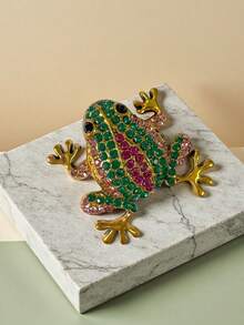 1pc Fashion Metal Full Rhinestone Frog Brooch Lapel Pin Decorative Multi-Purpose Pin For Women - Multicolor - View 2