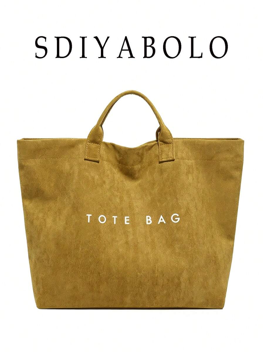 Fashionable College Style Large Capacity Tote Bag - Lightweight PVC And Kraft Paper Material, Hook And Loop Closure, Stylish Choice For Women - Brown - View 1