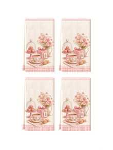 1/2/4 Stück Vintage Rosa Erdbeerkuchen & Tee Thema Küchentücher, Rosa, Küchentuch, Geschirrtuch, süßes Design, minimalistischer Stil, Restaurantdekoration, 40 x 60 cm, leicht zu reinigen, weich und hautfreundlich, Küchendekoration, Geschenk für neues Zuhause - Pink - Übersicht 14