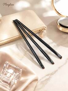 3pcs Precision Blade Eye Makeup Brush Set, Ultra-Fine Angled Eyebrow, Eyeliner, Aegyo-Sal Brushes, Portable Travel Makeup Tools For Girls, Gift - Multicolor - View 10