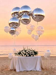 20/10/5/2pcs Silver Inflatable Mirror Reflective 4D Aluminum Foil Balloon Set, Reusable Disco Balloons For Birthday Party Decoration, Holiday, Wedding And Various Events - Multicolor - View 2