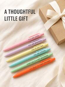1pc/18pcs Pen Set With Encouraging Words (Includes 6 Pens + 12 Refills), Perfect For Students' Daily Writing, Office Work, And As Christmas/Halloween Gifts For Children From Parents - Multicolor - View 11