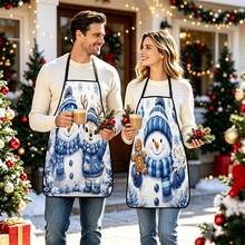 4pcs Christmas, Santa Claus, Bell, Snowflake, Reindeer, Christmas Tree, Snowman, Penguin, Gingerbread Man, Nutcracker, Christmas Animal Pattern Aprons, Suitable For Home Decor And Kitchen Use. Designed As Sleeveless Style, Perfect For Home Kitchen, Outdoor BBQ Cooking. This Printed Apron Is Unisex, Machine Washable And Reusable, Essential Kitchen Supplies, Top Choice For Christmas Gifts. - Multicolor - View 4