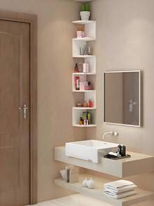 1pc Creative Wall-Mounted Corner Triangle Storage Shelf, Multi-Functional 5-Tier Semi-Circular Wall Corner Bookshelf, Space-Saving Corner Organizer - Multicolor - View 7