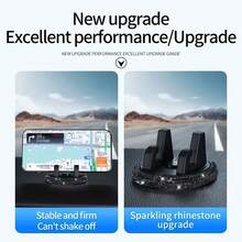 1PC 360° Adjustable Car Phone Holder, Anti-Stain Dashboard Navigation Mount With Sparkling Rhinestones, Travel Accessory, Suitable For Most Car Models - Classic - View 5