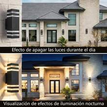 Lámpara de Pared LED Exterior Negra Moderna Luz Bidireccional Diseño Minimalista Decorativo Para Jardín Patio Balcón Terraza Entrada. - Negro - Ver 5