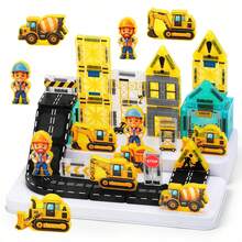 40pcs Mini Magnetic Tiles Colorful Window Traffic Engineering Set, Magnetic Building Blocks, Educational Sensory Magnetic Blocks, Sensory Creative Game, Intellectual Development Toy, Excavator Road Magnetic Building Blocks Toy, Creative Educational Assembly Gift For Boys And Girls - Multicolor - View 5