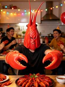 2pcs Funny Lobster Gloves Crab Claw Gloves Props Halloween Cosplay Lobster Headgear Stage Performance Props - Multicolor - View 9