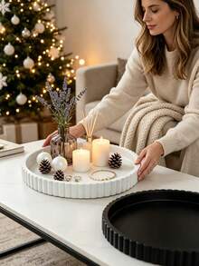 1pc Round Storage Tray, Coffee Table Tray, Jewelry Tray, Bathroom & Kitchen Storage Tray, Suitable For Home, Bedroom, Vanity, Dining Room, Kitchen Countertop, Bathroom And Other Daily Use, Home Storage, Kitchen Storage, Bathroom Storage, Essential For College Students & Office Workers, Room Decor, Jewelry Storage Box, Back To School, Halloween, Christmas Gift Best Choice (Non- Contact) - Multicolor - View 5
