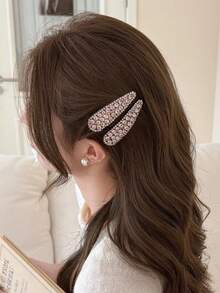 4pcs/2pcs Women's Elegant Rhinestone Water Drop Hair Clips, Frontal Bangs Side Clips, Back Head BB Clips, Sweet Cool Girl Hair Accessories, Suitable For Daily, Festival, Ramadan, Ball, Party - Multicolor - View 4