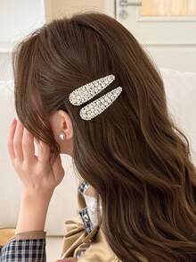 4pcs/2pcs Women's Elegant Rhinestone Water Drop Hair Clips, Frontal Bangs Side Clips, Back Head BB Clips, Sweet Cool Girl Hair Accessories, Suitable For Daily, Festival, Ramadan, Ball, Party - Multicolor - View 5