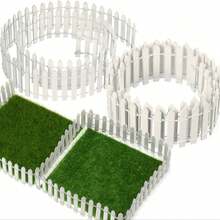 5pcs Garden Yard Micro Landscape Decoration Set, Includes 2pcs 35.4 Inch Mini Garden Fence And 3pcs 6x6 Inch Artificial Garden Lawn, Suitable For Mini Garden DIY Decoration, Potted Plant Decoration, Toy Train Landscape - 3pcs Lawn + 2pcs Fence - View 12