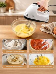 7-Speed Hand Mixer, Turbocharged Hand Mixer, Kitchen Mixer Includes 4 Mixing Beaters - Multicolor - View 4